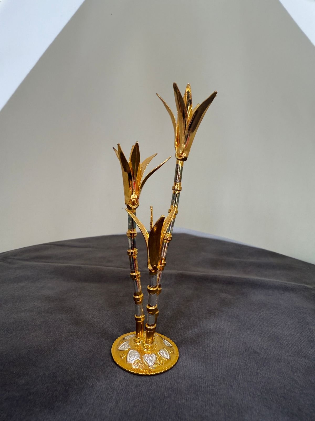 Gold Plated Normal Silver Two-Toned Sugar Cane Stalk